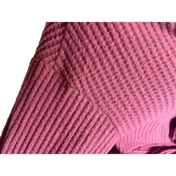Womens Popular Basics Thermal Knit Twist Front Blush Long Sleeve Top - Sz XL - Picture 2 of 2